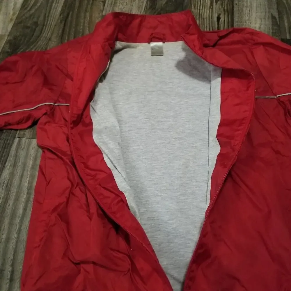 Vintage Nike Windbreaker Youth‎ XL (16-18) Full Zip Jacket Red Gray Stripe Y2K